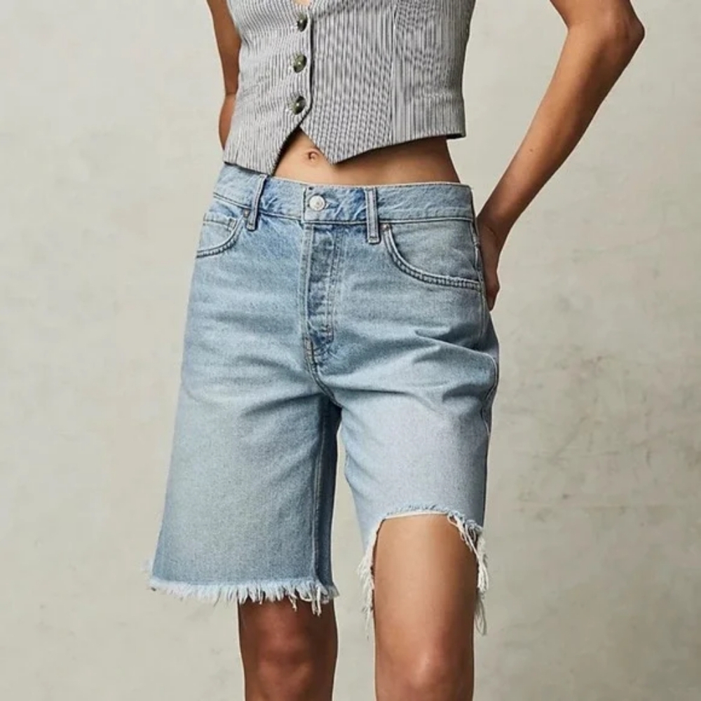 New We The Free Big Sur Coast boyfriend short Button Up Fly Women's size 25 - Picture 1 of 14